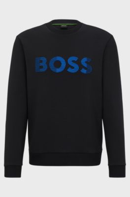 Cotton-blend sweatshirt with 3D logo embroidery, Black