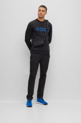 Cotton-blend sweatshirt with 3D logo embroidery, Black