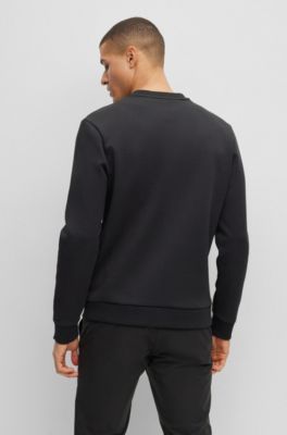 Cotton-blend sweatshirt with 3D logo embroidery, Black