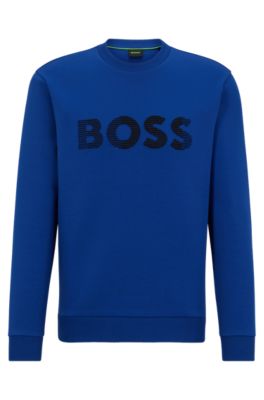 BOSS - Cotton-blend sweatshirt with 3D logo embroidery