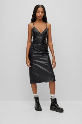 Spaghetti Strap Leather Dress