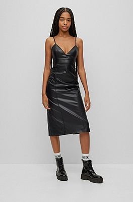 Leather spaghetti 2025 strap dress