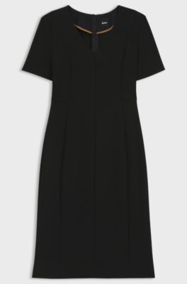 V-neck dress in stretch fabric, Black