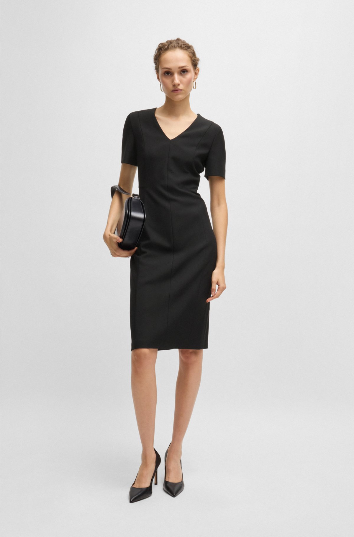 BOSS Slim-fit business dress with full rear zip