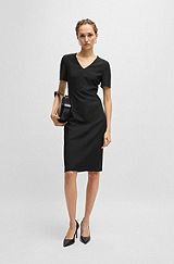 Slim-fit dress with full rear zip, Black