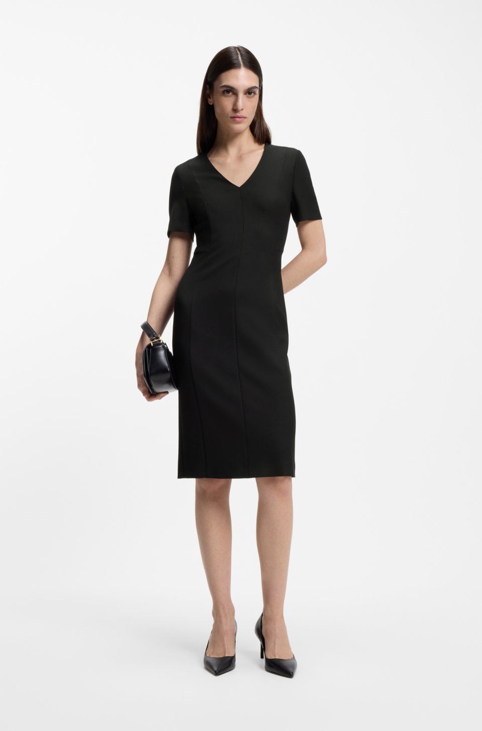 V-neck dress in stretch fabric