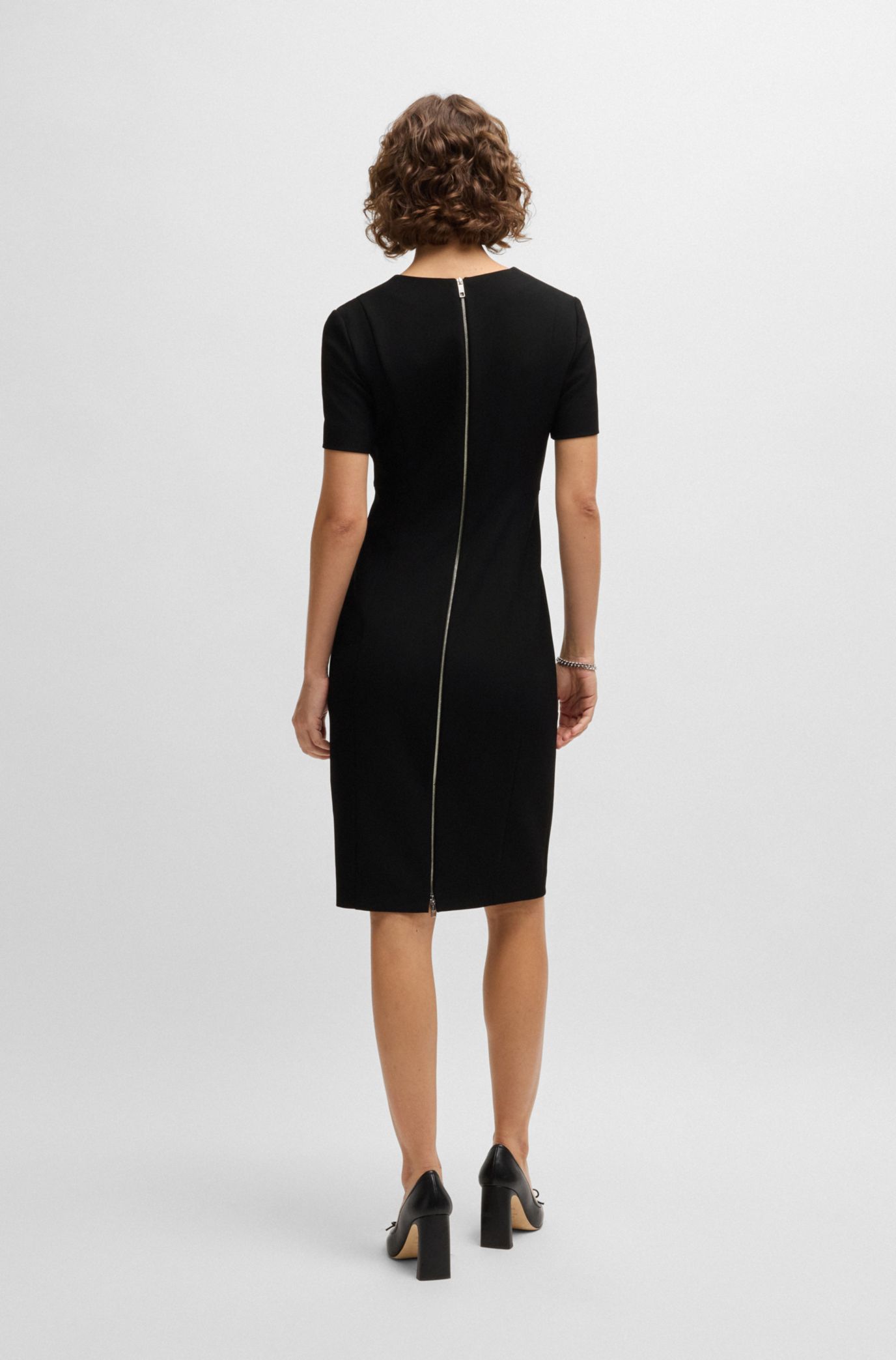 BOSS - Slim-fit dress with full rear zip