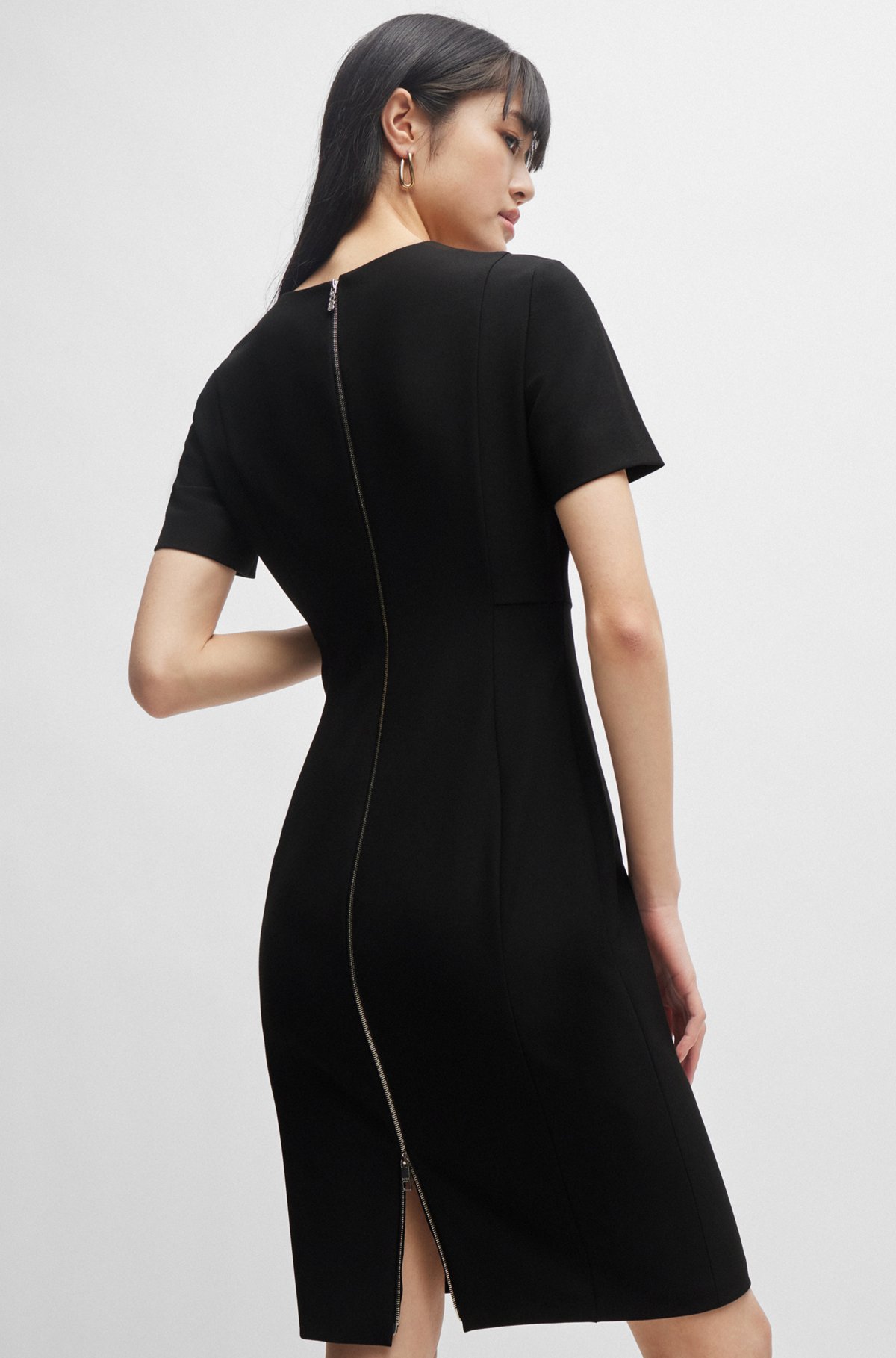 BOSS - Slim-Fit Kleid mit durchgehendem Reißverschluss hinten