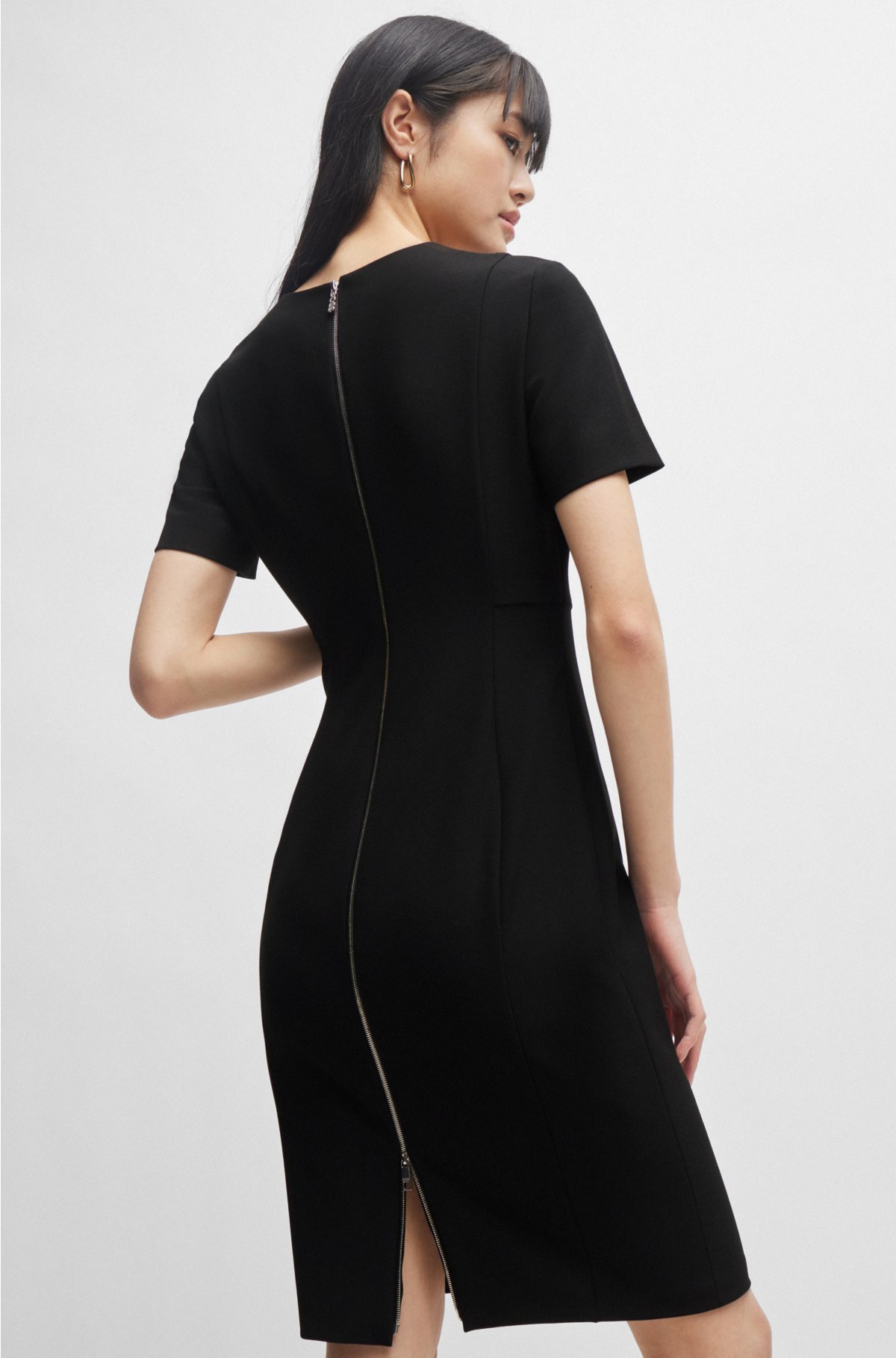 Kleid hinten Slim-Fit mit durchgehendem Reißverschluss BOSS -