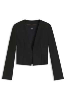 Slim-fit cropped jacket in stretch fabric 1