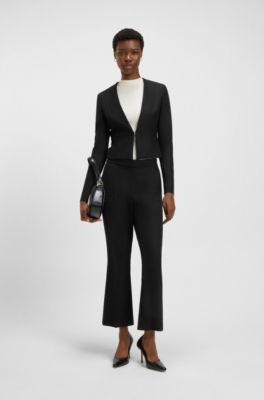 Slim-fit cropped jacket in stretch fabric, Black