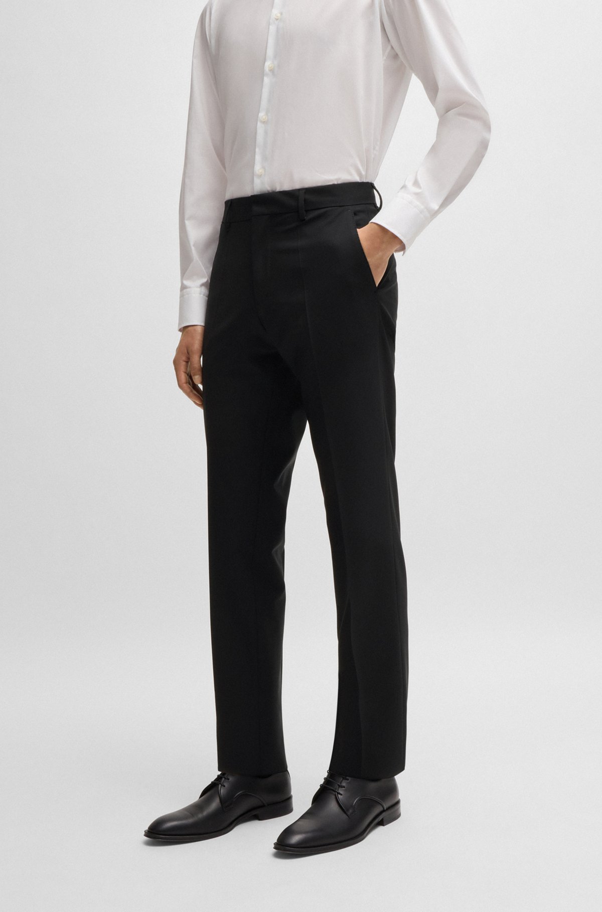 BOSS - スリムフィットスーツ ストレッチバージンウール - ブラック BOSS - スリムフィットスーツ ストレッチバージンウール - ブラック