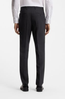 Abito due pezzi slim fit in lana elasticizzata, Nero
