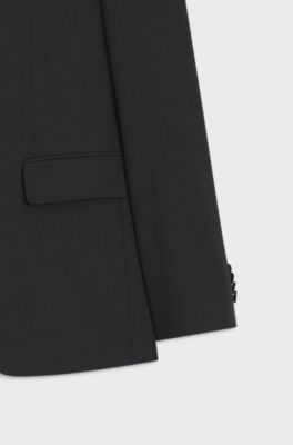 Two-piece slim-fit suit in stretch wool, Dark Grey