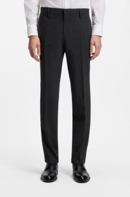 Two-piece slim-fit suit in stretch wool, Dark Grey