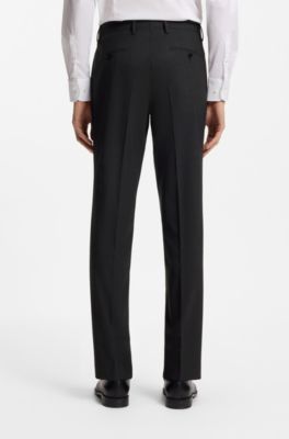 Two-piece slim-fit suit in stretch wool, Dark Grey