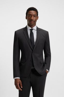 Slim-Fit Zweiteiler aus Stretch-Wolle, Dunkelgrau