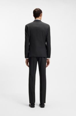 Two-piece slim-fit suit in stretch wool, Dark Grey