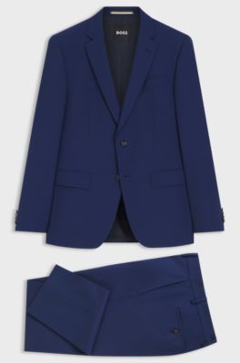 Two-piece slim-fit suit in stretch wool, Blue