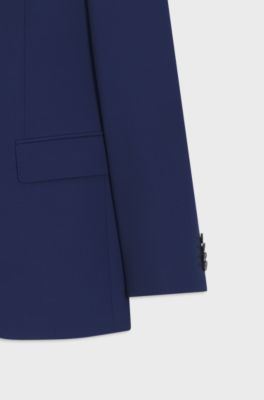 Two-piece slim-fit suit in stretch wool, Blue