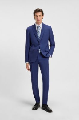 Costume Slim deux pi&egrave;ces en mohair stretch, Bleu