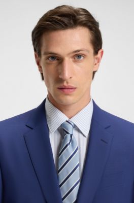 Costume Slim deux pi&egrave;ces en mohair stretch, Bleu