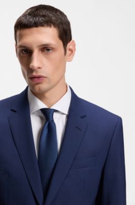 Abito due pezzi slim fit in lana elasticizzata, Blu