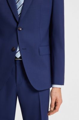 Costume Slim deux pi&egrave;ces en mohair stretch, Bleu