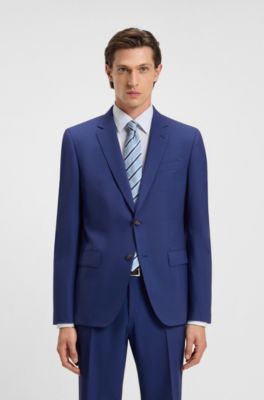 Costume Slim deux pi&egrave;ces en mohair stretch, Bleu