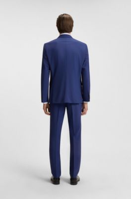 Costume Slim deux pi&egrave;ces en mohair stretch, Bleu