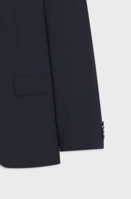 Two-piece slim-fit suit in stretch wool, Dark Blue
