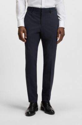 Two-piece slim-fit suit in stretch wool, Dark Blue
