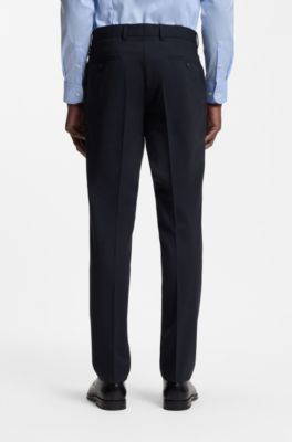 Two-piece slim-fit suit in stretch wool, Dark Blue
