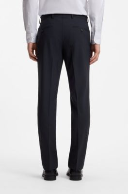 Abito due pezzi slim fit in lana elasticizzata, Blu scuro