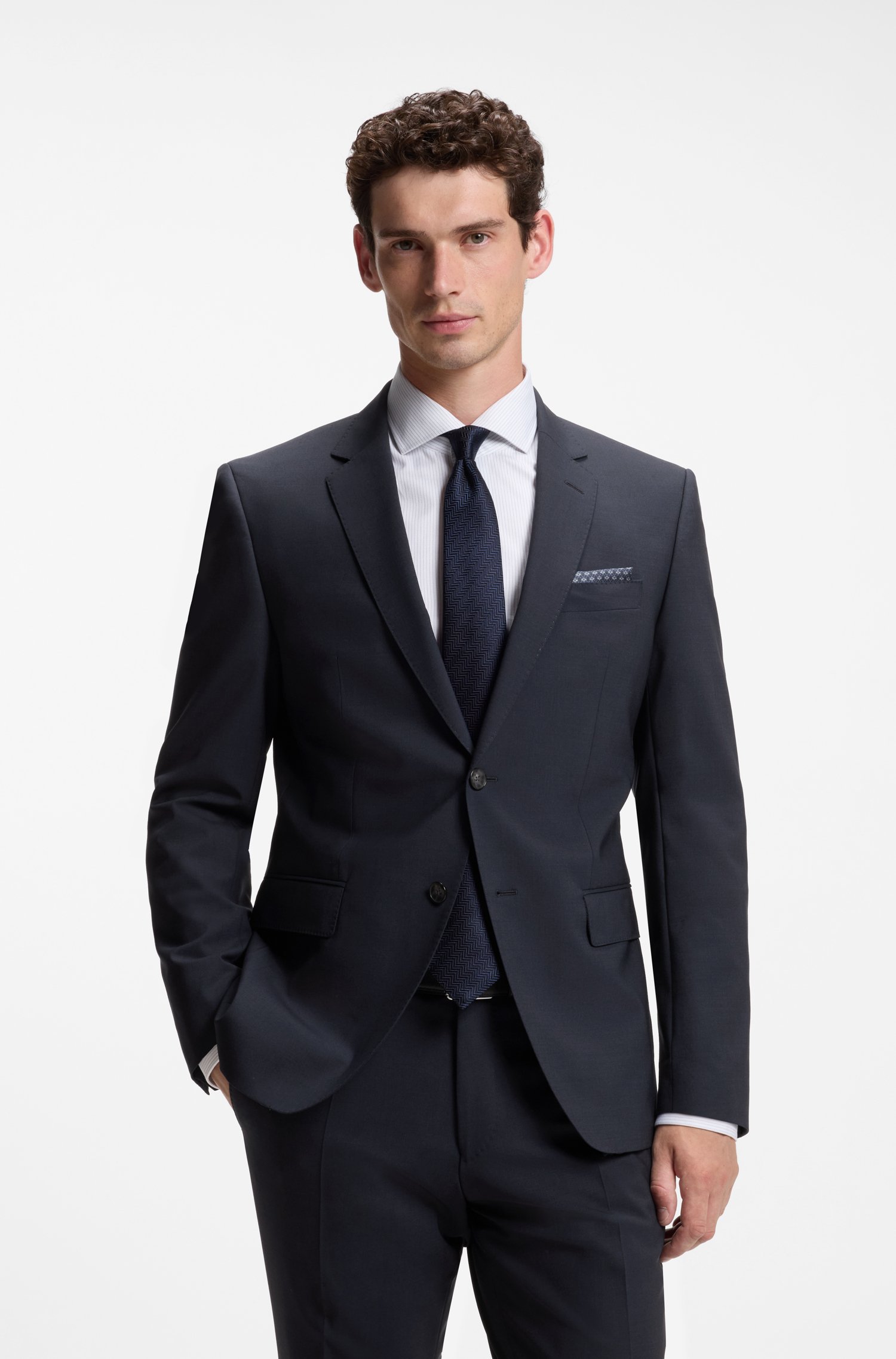 Boss Two-piece slim-fit suit in stretch wool kostymer herr – bild 2
