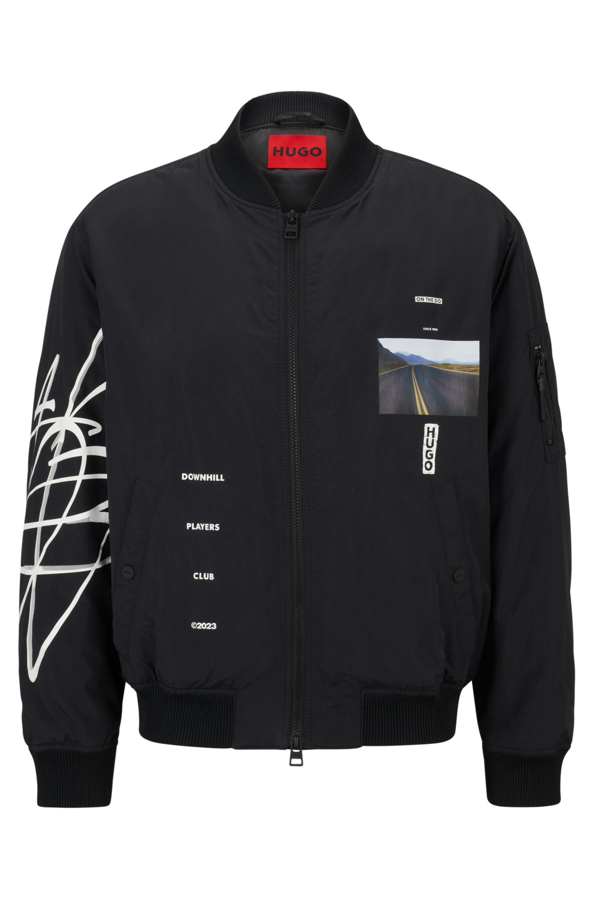 HUGO - Oversized-fit padded bomber jacket with streetwear artwork