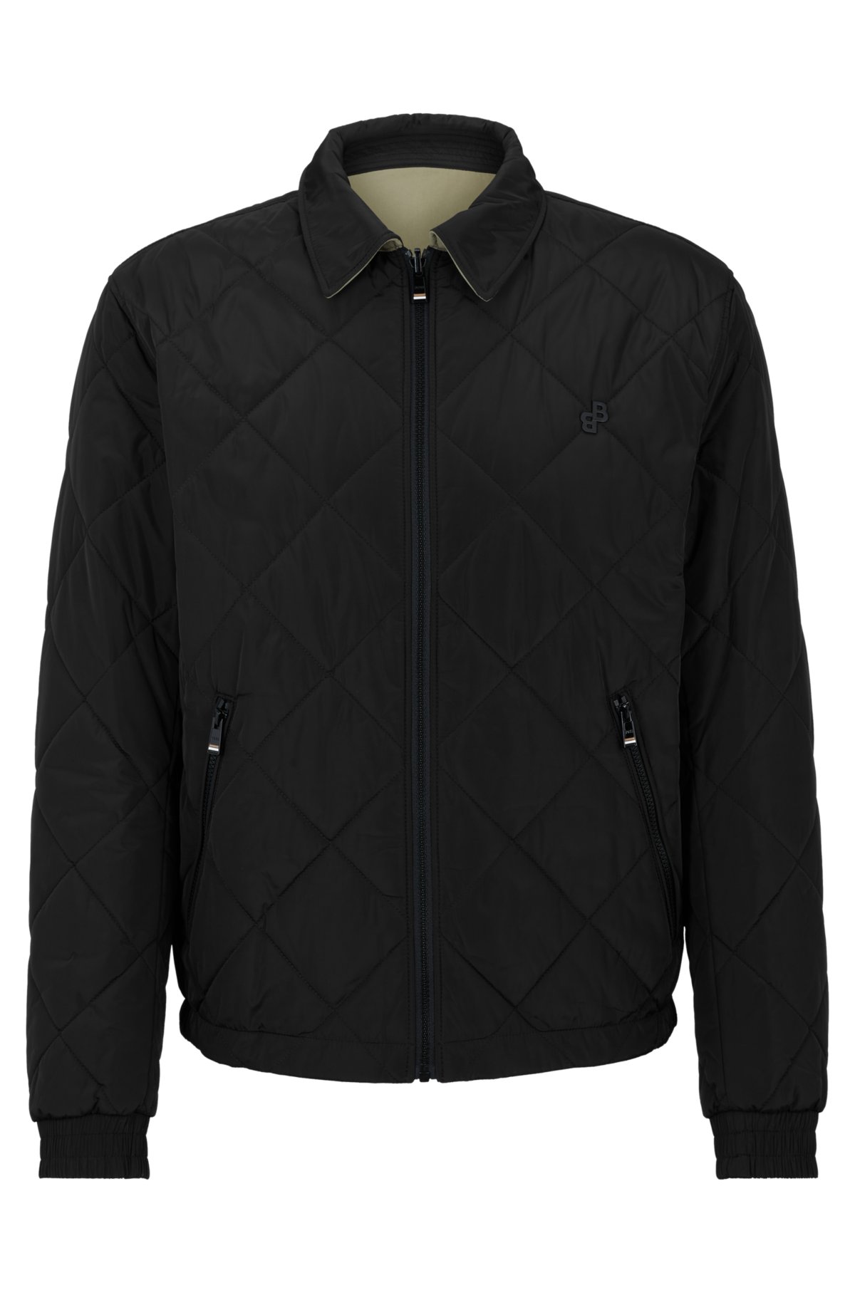 Water-repellent reversible quilted jacket with monogram trim