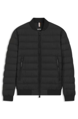 Water-repellent puffer jacket with two-way zip, Black