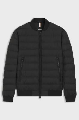 Water-repellent puffer jacket with two-way zip, Black