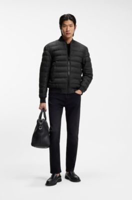 Water-repellent puffer jacket with two-way zip, Black