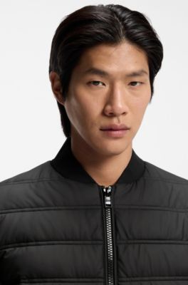 Water-repellent puffer jacket with two-way zip, Black