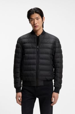 Water-repellent puffer jacket with two-way zip, Black
