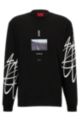 Relaxed-fit cotton T-shirt with streetwear artwork, Black