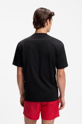 Cotton-jersey T-shirt with SPF 50+ UV protection, Black