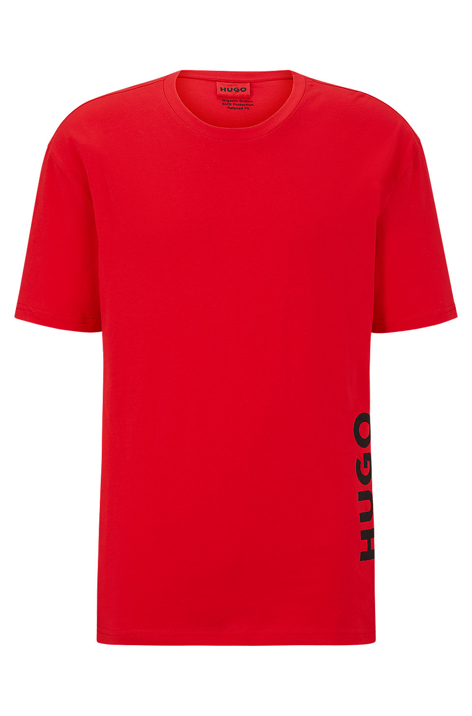 HUGO - Organic-cotton relaxed-fit T-shirt with vertical logo