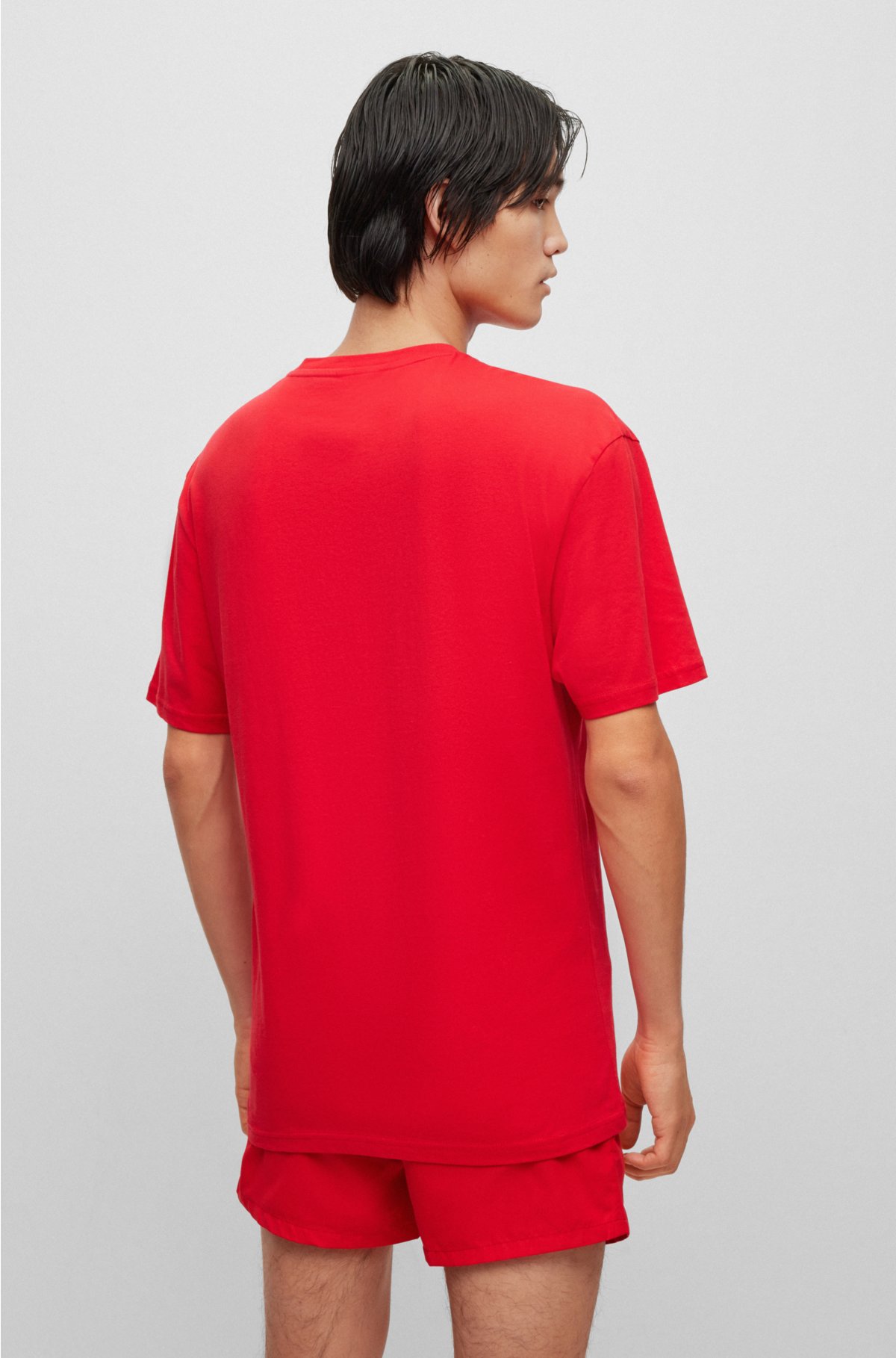 Cotton-jersey T-shirt with SPF 50+ UV protection, Red