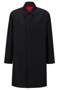 Imperméable Relaxed Fit déperlant avec logo ton sur ton, Noir
