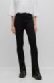 Ribbed-crepe regular-fit trousers with slit hems, Black