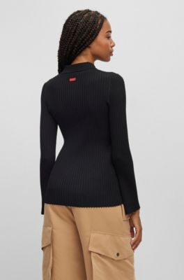 HUGO - Slim-fit cardigan with ribbed structure
