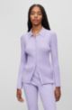 Slim-fit cardigan with ribbed structure, Light Purple